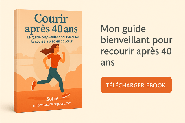 Illustration du guide bienveillant "courir après 40 ans" pour aider les femmes à débuter ou reprendre la course à pied en douceur