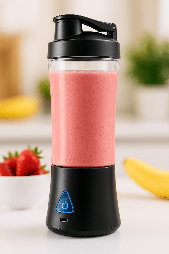 Blender noir rempli de smoothie frais avoine skyr