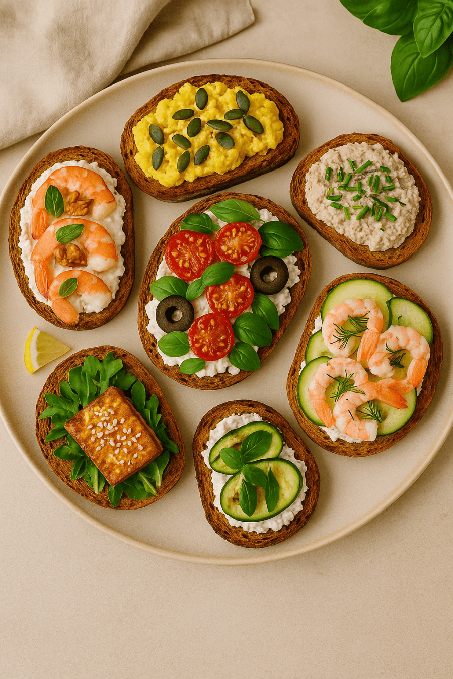 7 tartines protéinées estivales et protéinées. Repas facile et rapide. Prêt en 5mn