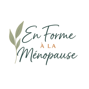 Logo du blog En Forme à la Ménopause avec typographie élégante et illustration botanique, symbole de bien-être et d’harmonie naturelle après 40 ans