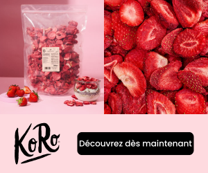 Bannière koro fraises séchées- Acheter des fruits secs de qualité en ligne